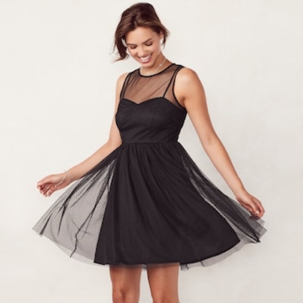 Flocked Tulle Fit & Flare Dress